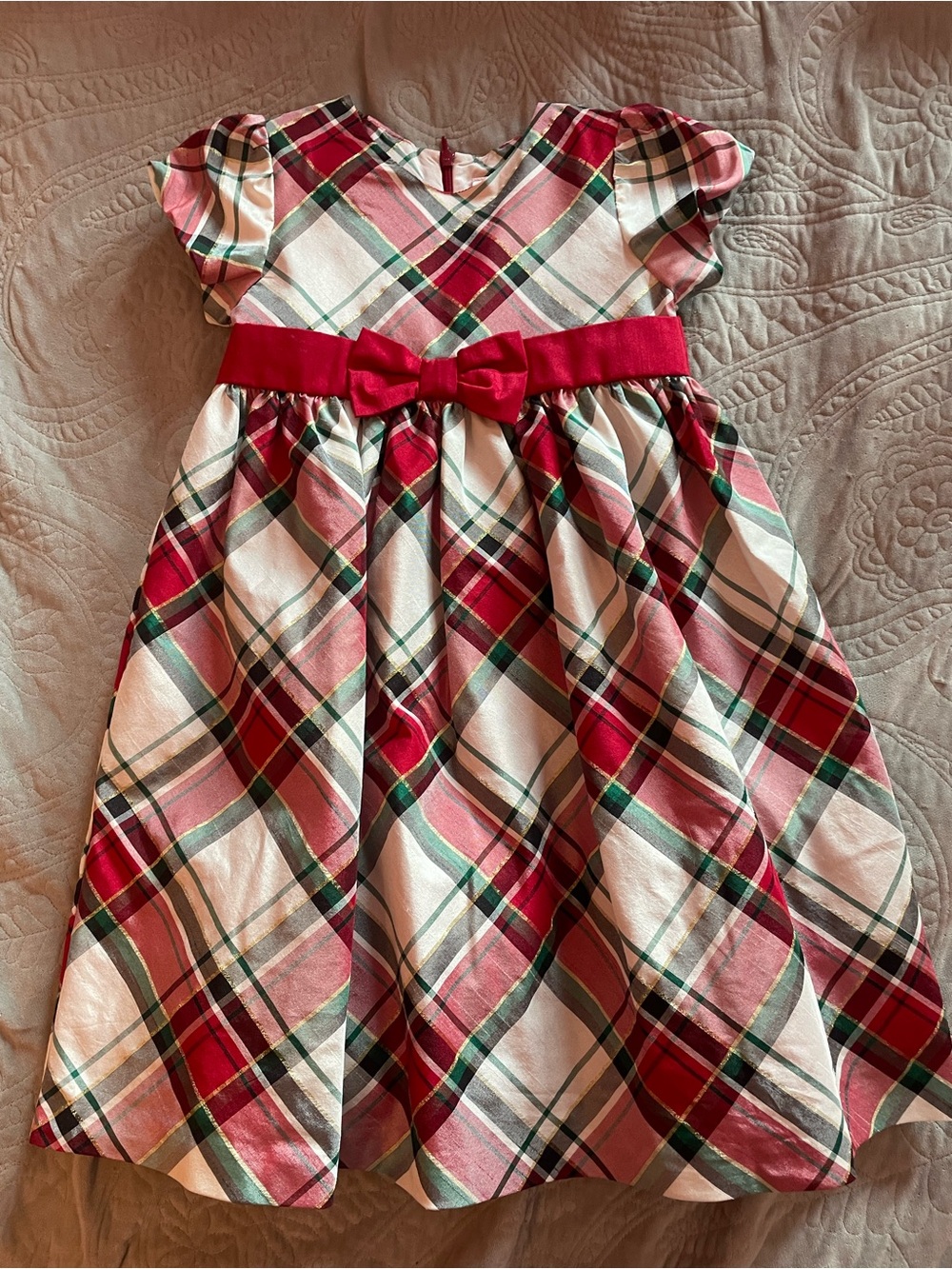 Gymboree Red and Green Plaid Bow-Front Party Dress